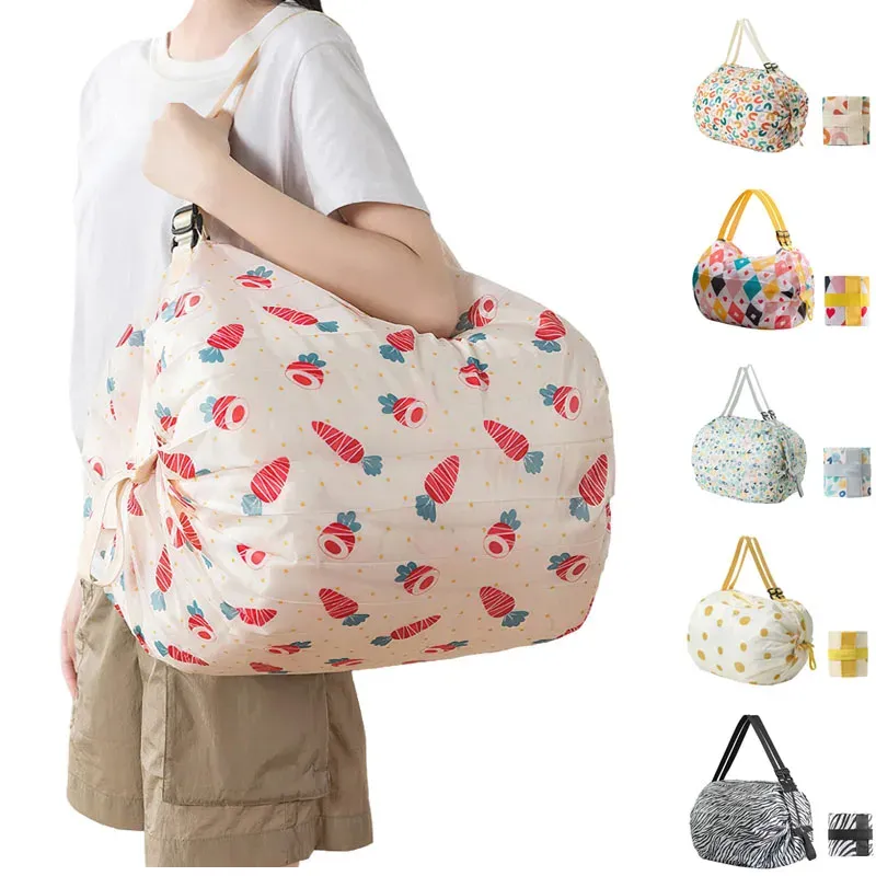Große faltbare Einkaufstasche, wiederverwendbare Öko-Tasche, Lebensmittelpaket, Strandspielzeug, Aufbewahrungstaschen, Schultertasche mit Katze und Zitronendruck, Tragetasche