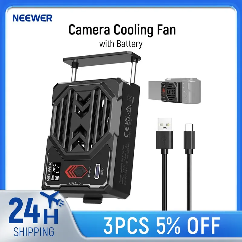 NEEWER Basics Kameralüfter mit Akku, federbelasteter externer Kühler für Sony ZV-E1 A6700 Canon R6 Mark II Fujifilm XS20