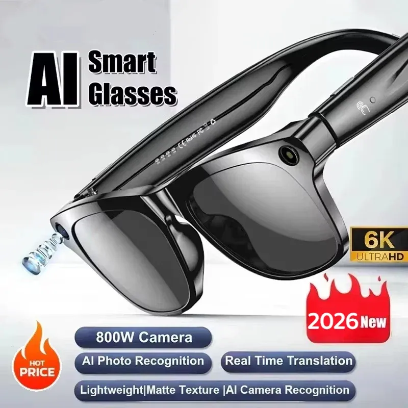 6K HD KI-Kamerabrille 800MP Photochrome Multifunktionale Smart-Brille Bluetooth-Anrufe Foto Video ChatGPT Musik Übersetzung