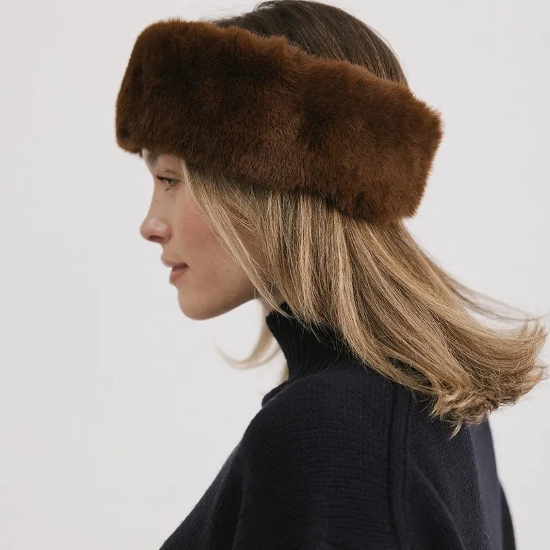 1pc Herbst Winter Plüsch Fell Stirnband für Frauen Flauschigen Elastische Kalt-Proof Haar Bands Ring Outdoor Reise Nette Dame warme Mütze