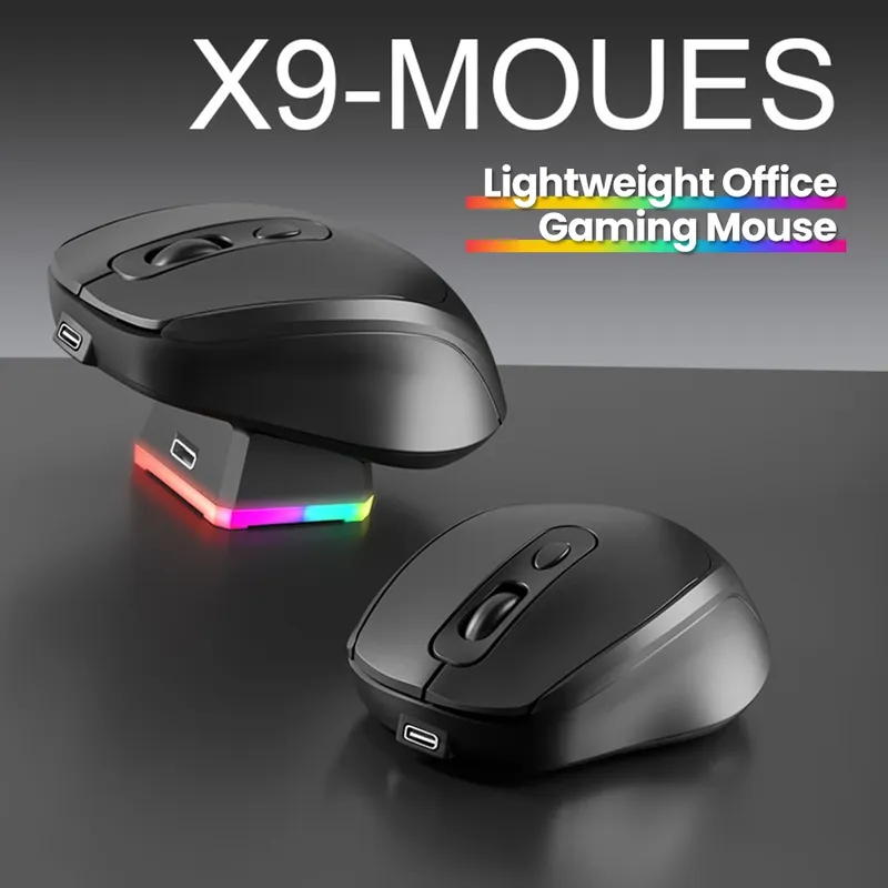 Drahtlose Bluetooth 2,4G Dual-Mode Maus Leichte Gaming Büro Stille Maus Mit Lade RGB Basis Für MacBook Tablet Laptop