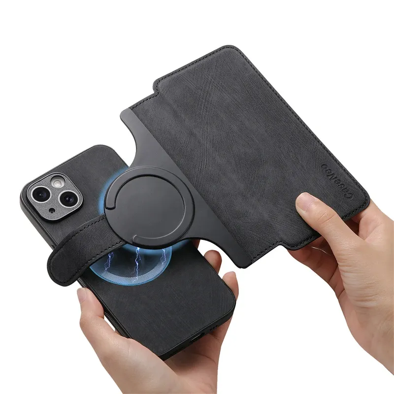 2-in-1 magnetische Flip-Ledertasche für iPhone 17 Air 16 E 15 14 13 12 Pro Max Plus 17Air 16E 17Pro I17 Magsafe Card Wallet Cover