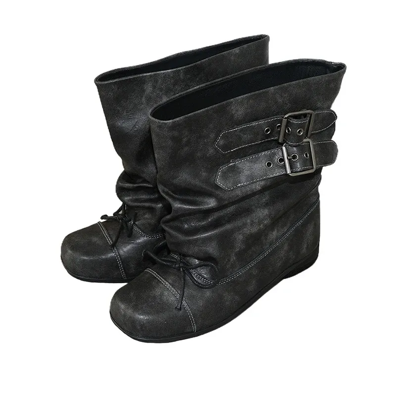 Wohnungen Frauen Stiefeletten Mode Designer Punk Stiefel Winter Frau Chelsea Stiefel 2025, Trend Neue Schnalle Gladiator Motorrad Botas
