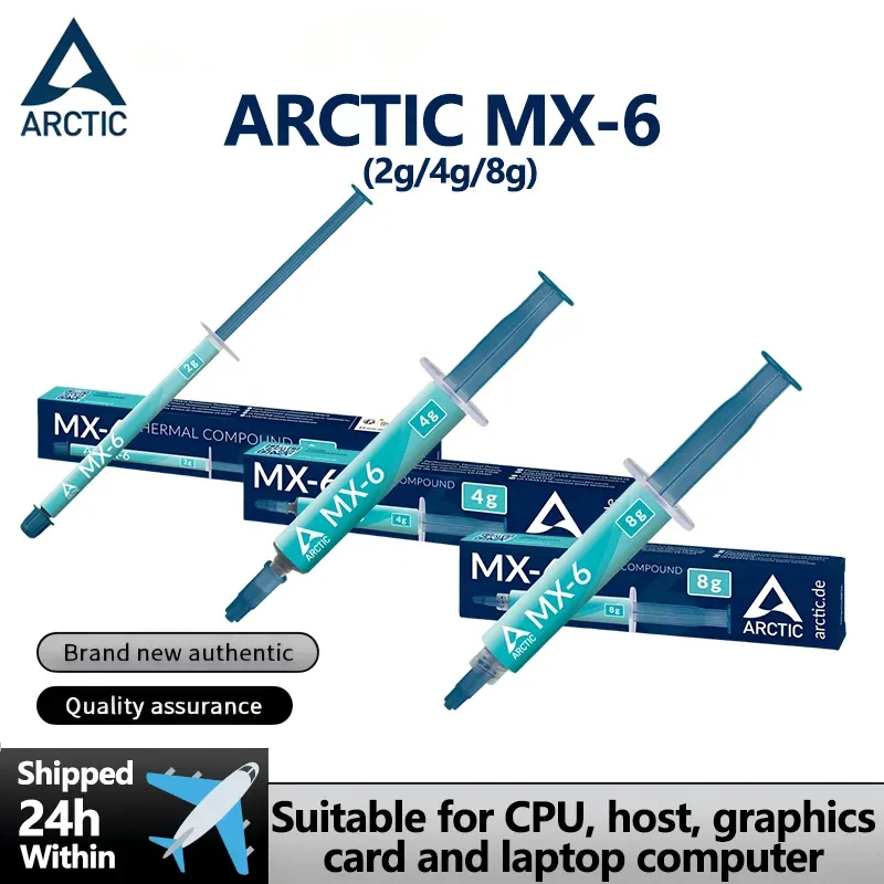 ARCTIC MX-6 (2 g/4 g/8 g) Hochleistungs-Wärmeleitpaste für CPU, Grafikkarten, Laptops, sehr hohe Wärmeleitfähigkeit