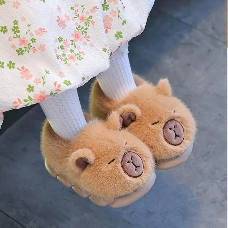 Winter Cartoon eltern-kind-Baumwolle Schuhe Warme Plüsch Hausschuhe kinder Anti Slip Plattform Frauen Indoor Warme Flauschigen Hause schuhe