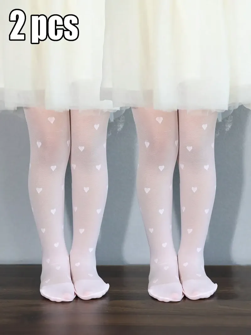 2 Paar Baby-Mädchen-Strumpfhosen für Kinder, Sommer, dünne Leggings, Liebesherz, Netzstrümpfe, kleine Prinzessin, weiße, enge, weiche Strumpfwaren