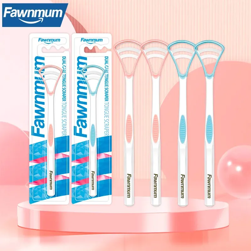 2PC Fawnmum Dual Use Zungenschaberreiniger Wiederverwendbare Mundgesundheitsreinigungsbürste Hygienepflege Zahnbürste Mund Frischer Atem