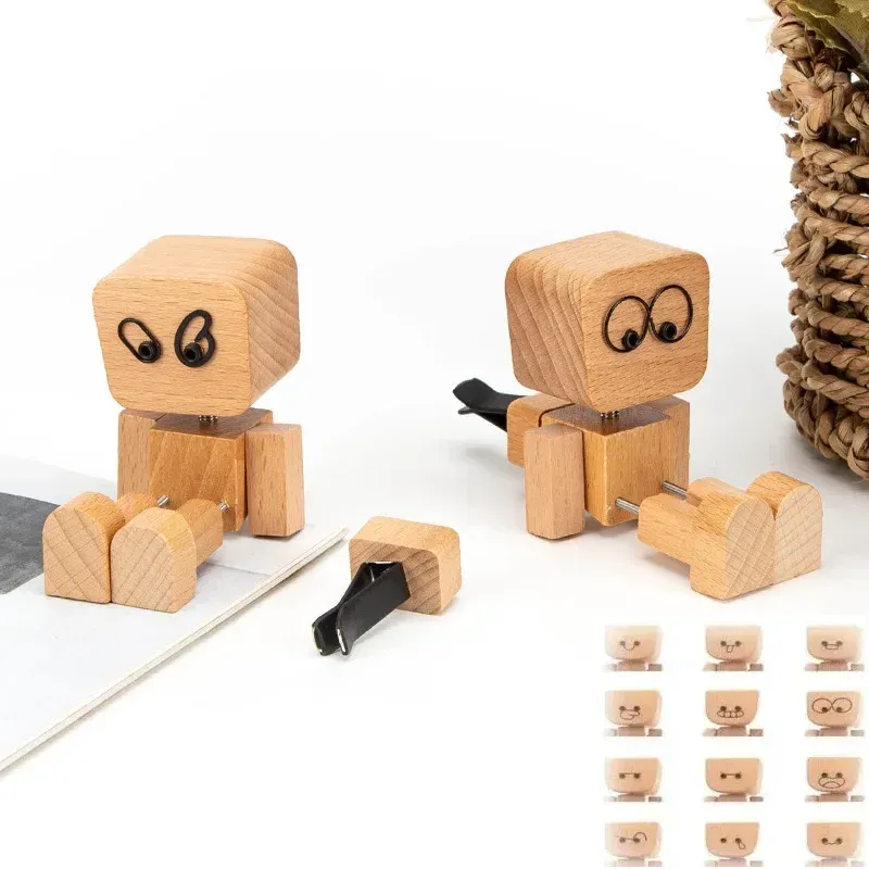Kreative Auto dekorative Dolly Holzfigur niedliche Desktop-Dekoration Aromatherapie Geschenk gute Dinge Heilung dekorative Ornamente