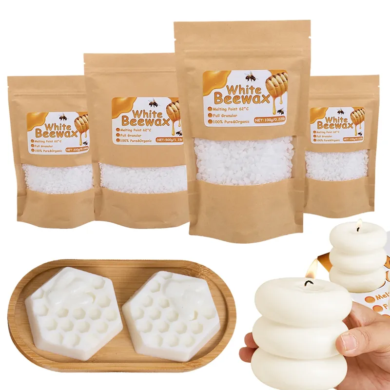 1000 g weißes Bienenwachs-Granulat, reines, natürliches Duftkerzenmaterial, rauchfreies DIY-Dochtmaterial, Herstellung von Bastelbedarf