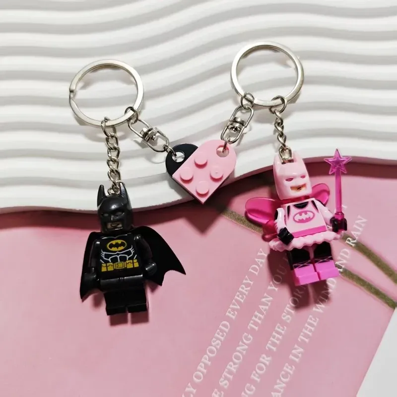 Wunderschöner Handgefertigter 3D Feenstern Rosa Schwarzer Fledermaus Schlüsselanhänger Y2k Herz Block Schlüsselring Rucksack Anhänger Paar Schlüsselanhänger Geschenke