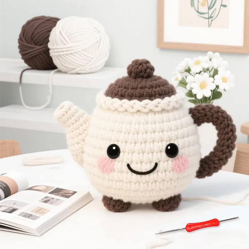 YAMAXIN 1PC DIY Häkelset für Anfänger Teekanne Themen Easy Craft Strickprojekt Kunst- und Handwerkswerkzeugset