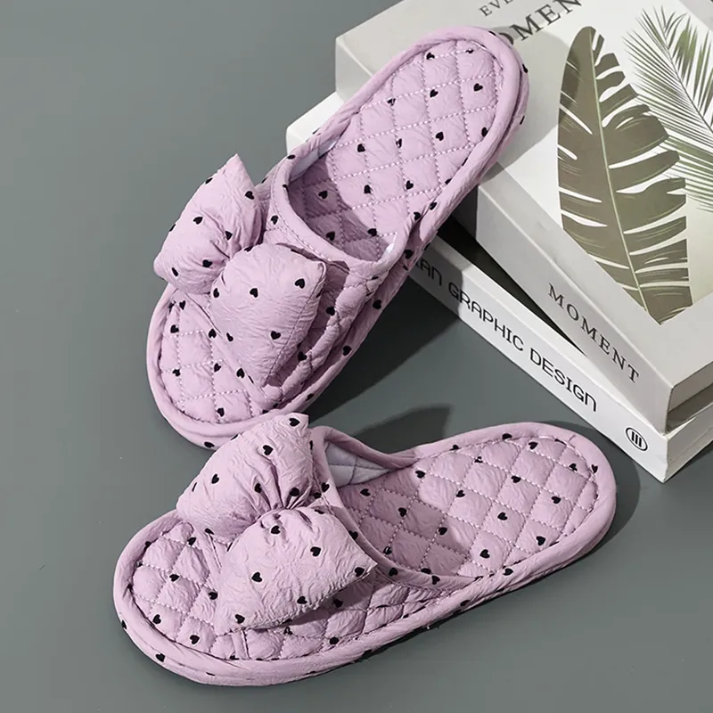 Mode Frauen Hausschuhe Weichen Boden Baumwolle Floral Boden Schuhe Hausschuhe Antislip Hause Schuhe Nette Schleife Schlafzimmer Hausschuhe