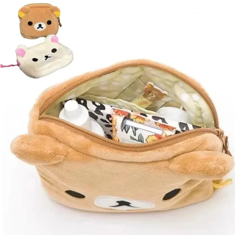 Rilakkuma Niedliche Make-up-Organizer-Aufbewahrungstasche, Cartoon-Bär, Plüsch, Kawaii, Kosmetiktaschen, Kosmetiktaschen, Kosmetiktasche, niedliches Federmäppchen