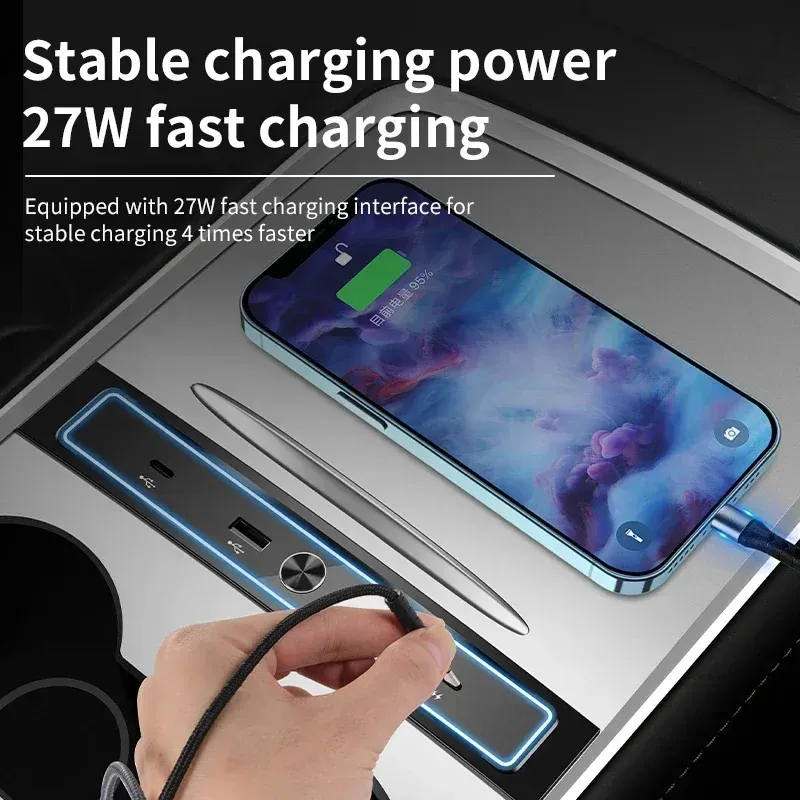 Für Tesla Modell 3Y Docking Station Erweiterung Konverter Intelligente USB Hub Center Konsole Adapter Schnell Ladegerät Auto Zubehör