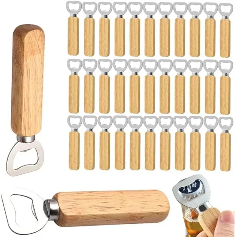 Weinflaschenöffner aus Holz, Bierflaschenöffner, Flaschenöffner für Zuhause, Bar, Restaurant, Hochzeitsgeschenke, Handgriff mit Holzgriff