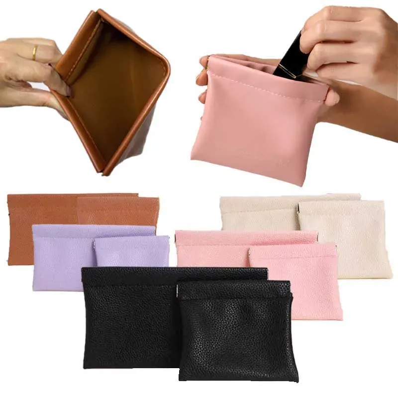Mode Automatische Schließen PU Schrapnell Lagerung Tasche Kopfhörer Daten Kabel Lippenstift Schmuck Tragbare Mini Wasserdichte Lagerung Tasche