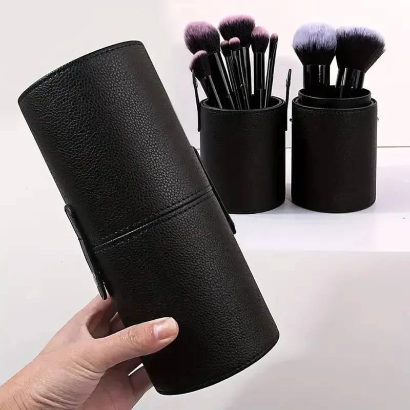 Make-up-Pinsel-Eimer aus PU-Leder, tragbare Reise-Kosmetiktasche, multifunktional, staubdicht, wasserdicht, Make-up-Pinsel-Zylinder