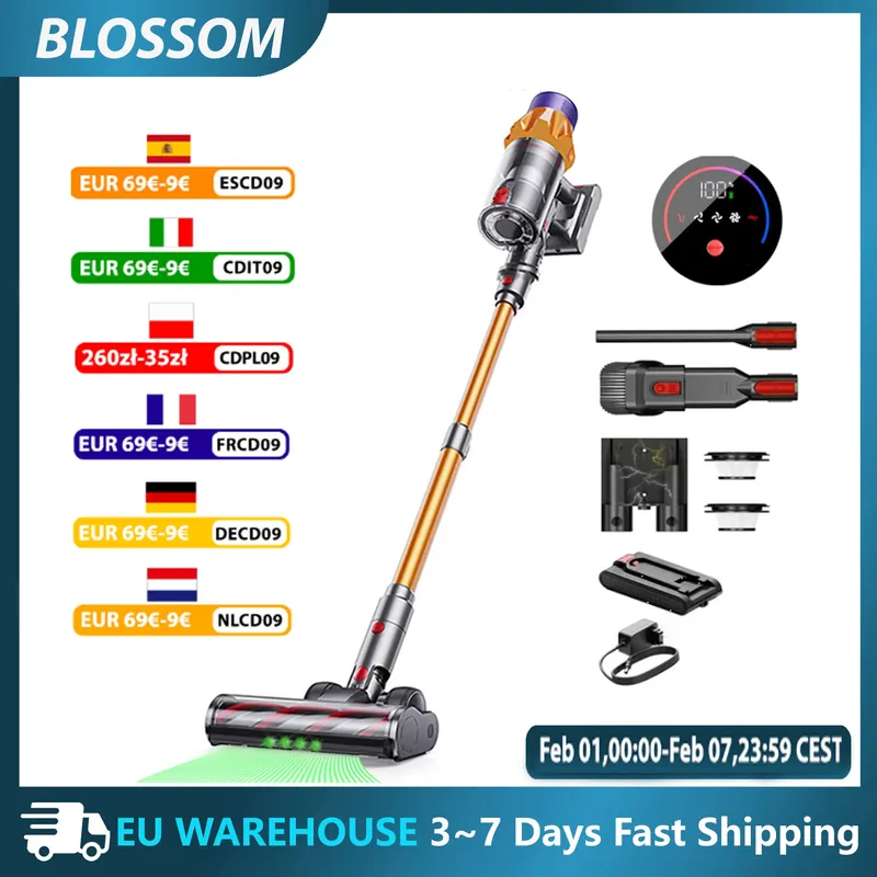 550 W 45 kPA kabelloser Handstaubsauger, Touchscreen, intelligenter Staubsensor, automatische Geschwindigkeitsregelung für Tierhaare, Zuhause, Teppichreinigung