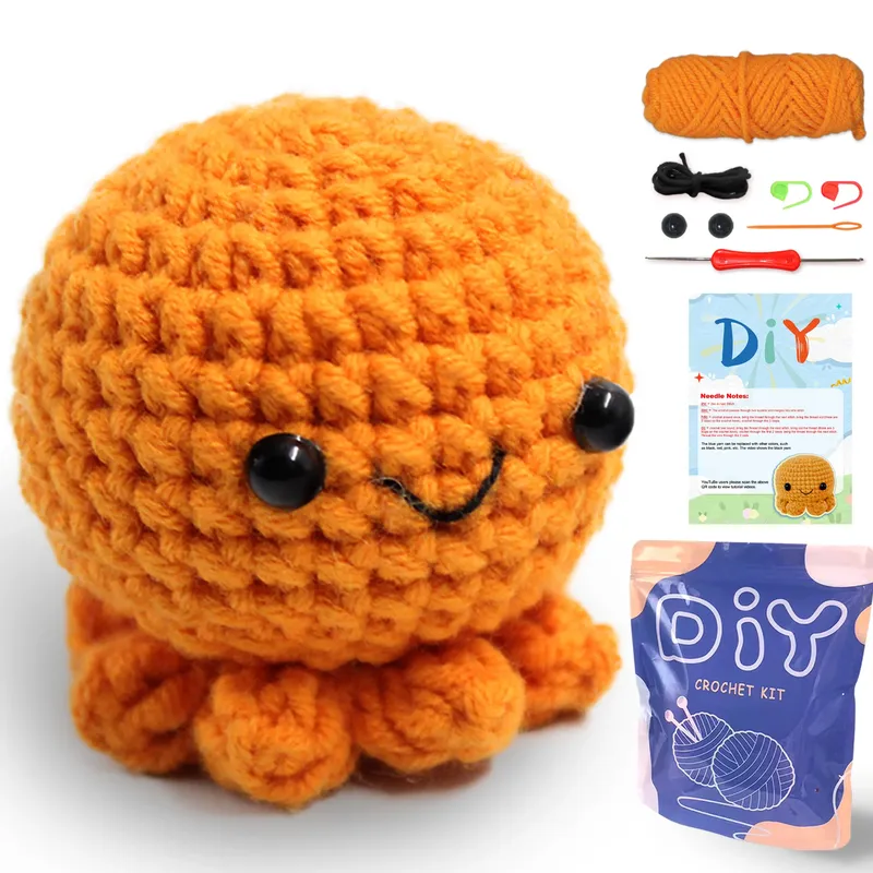 YAMAXIN DIY-Häkelset für Anfänger, einfaches Bastelwerkzeug-Set mit kleinem Oktopus-Motiv, Strick- und Kunsthandwerksprojekt