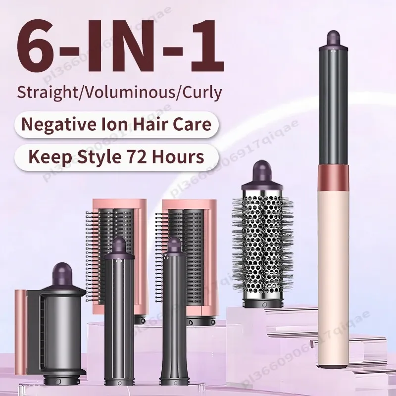 6-in-1-Haarstyler und Haartrocknerbürste, 110.000 U/min, Hochgeschwindigkeits-Haarpflege, Negativ-Ionen-Föhn, schnell trocknend, Multi-Haar-Styler