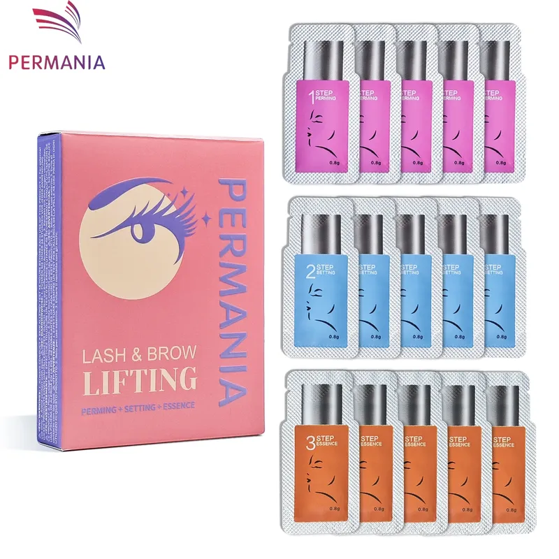 PERMANIA 5–8 Minuten Wimpernlift-Set, 15-teilig, separate Stufenlotion für Salon oder Zuhause, für Wimperndauerwelle und Augenbrauenlaminierung ohne Werkzeug
