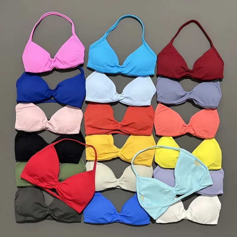 Sport-BH mit Trägern, Yoga-Unterwäsche, Damen-Gymnastik-Top, Lauftraining, rückenfreier BH, hohe Unterstützung, aktive Kleidung, Fitness, Workout, Neckholder