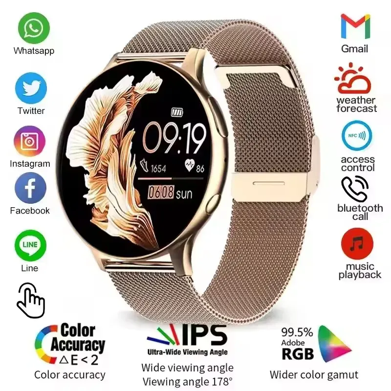 Smartwatch für Damen 6 Gesundheitsüberwachung Wasserdicht Sprachassistent Bluetooth-Anruf Smart Watch 2026 Neue Sportuhr
