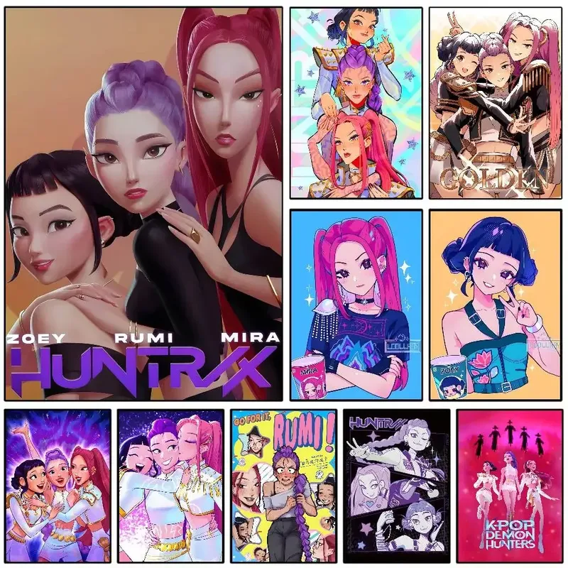 Film KPop Demon Hunters Poster HD klebrige Wand wasserdicht Zuhause Wohnzimmer Schlafzimmer Wohnheim Bar ästhetische Dekoration