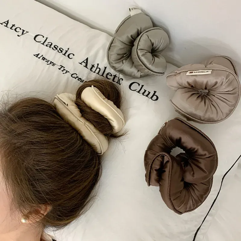 Schwamm Schlaf elastische Pferdeschwanzhalter Haargummis für Frauen Haarschmuck Mädchen weiche feste Satin gefüllte Baumwolle große Bänder