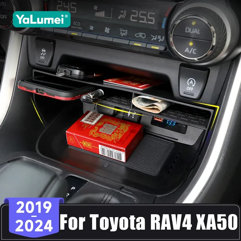 Für Toyota RAV4 XA50 RAV4 Hybrid 2019 2020 2021 2022 2023 2024 Auto Zentrale Konsole Lagerung Box Organizer Container Fach Abdeckung