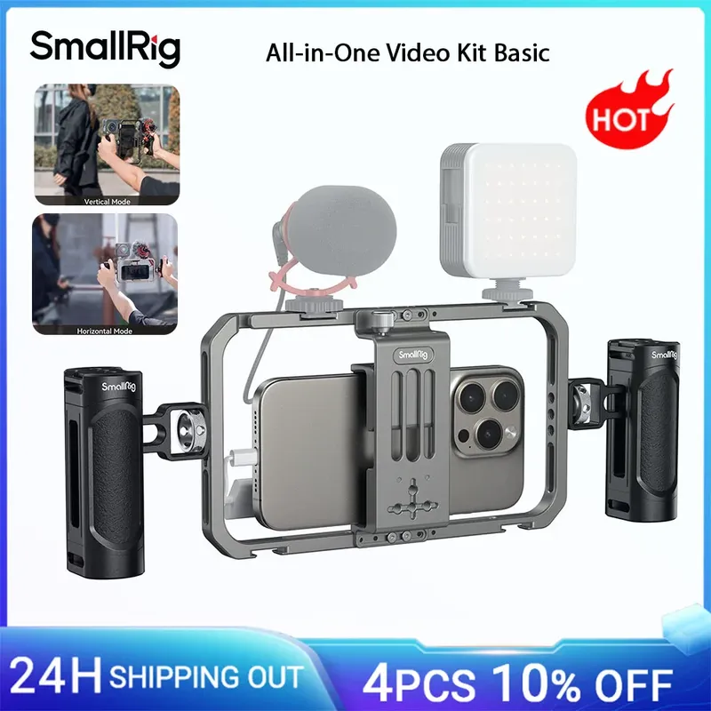 SmallRig Universal-Telefonkäfig, Smartphone-Video-Rig-Kit mit Griffen, Handheld-Filmherstellung, Vlogging-Hülle, Stabilisator für iPhone -4121