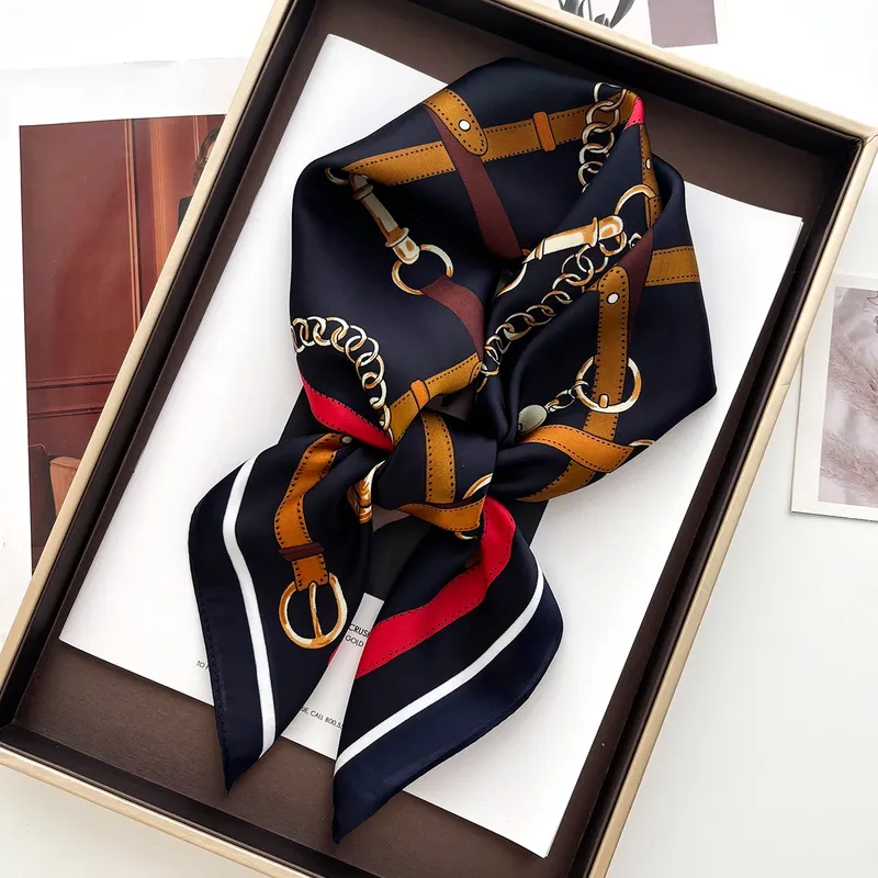 Luxus 70*70cm Quadrat Schal für Frauen Weiche Satin Halstuch Weibliche Haar Bands Elegante Damen Tasche Band Stirnband bandana Schal