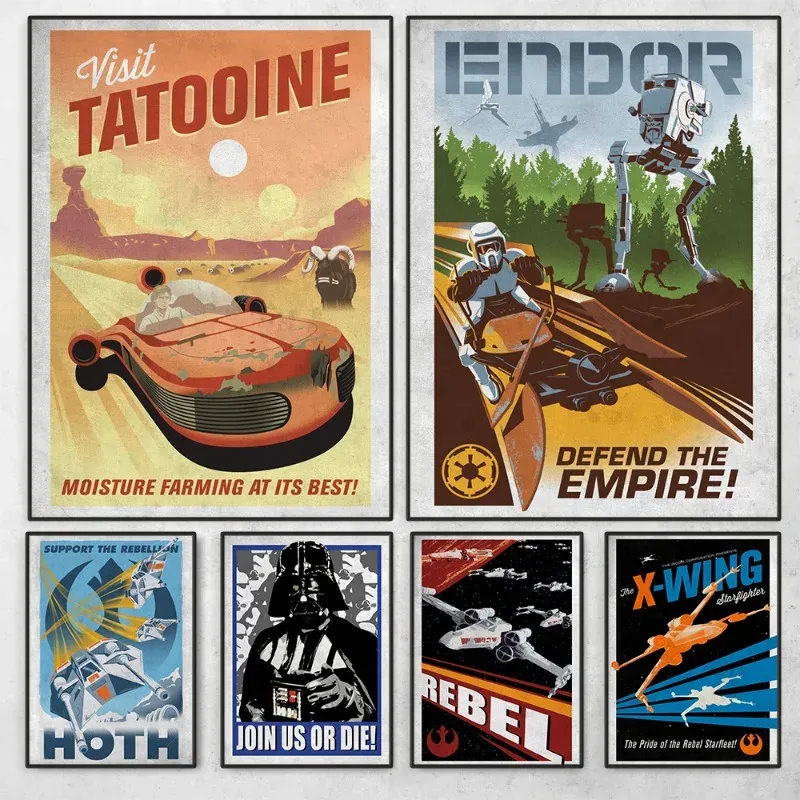 G-Galactic Propaganda Retro Poster Planet Space Tatooine Leinwand Malerei Film Wand Kunst Bild für Wohnzimmer Home Decor