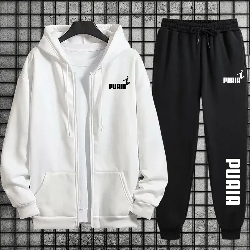 Neu im Damen-Trainingsanzug, Trenddruck, Kapuzenpullover, Hosen, 2-teiliges Set, lässiger Reißverschluss, Mantel, Anzug, Alltagskleidung, Herbst und Winter
