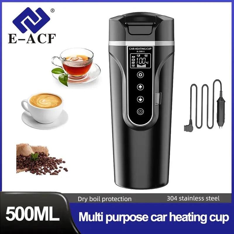 12V24V 500ML Elektrische Heizung Auto Wasser Tasse Kaffee Milch Trocken Kochen Schutz Reise Wasserkocher Edelstahl Auto Winter Zubehör