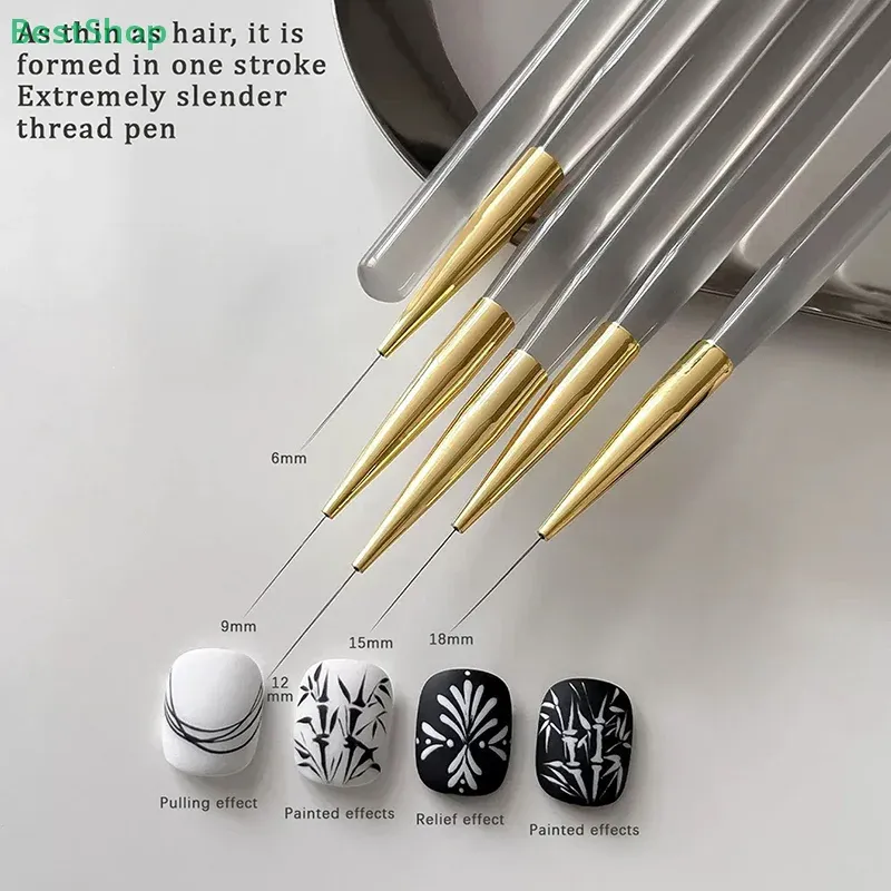 ♥ ♥ ♥ 5-teiliges Slim Nail Art Pinsel – Acryl-Blumenmalerei- und Strichzeichnungsset