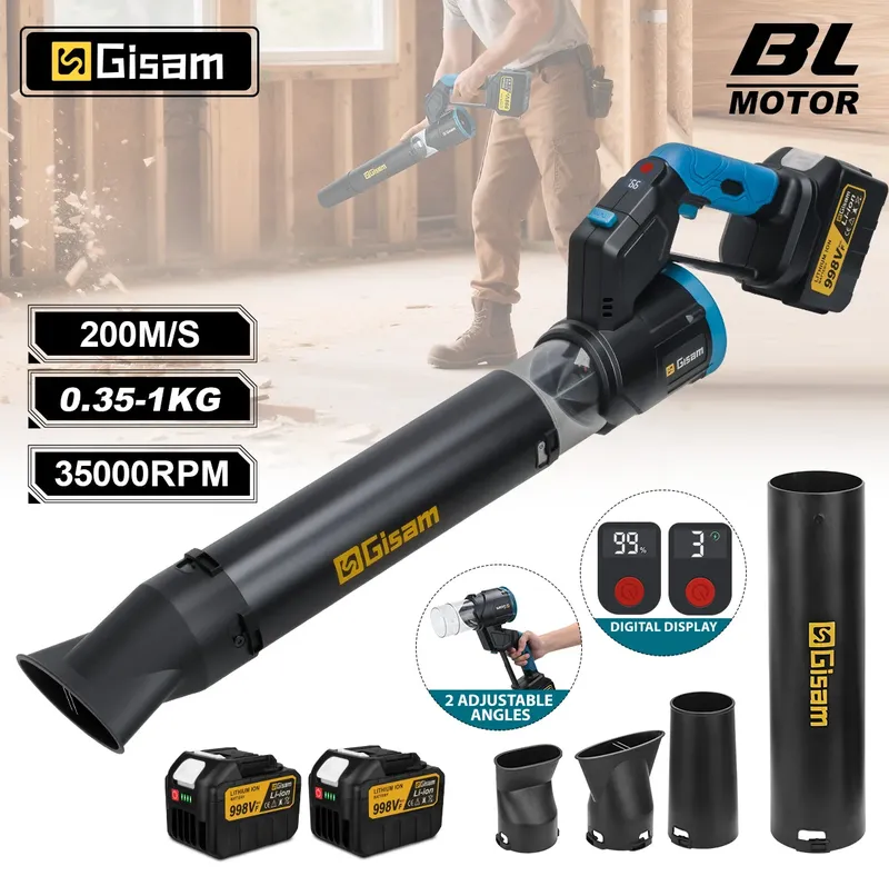 Gisam Bürstenloser Elektrischer Turbogebläse-Ventilator 35000RPM Luftgebläse Handgehaltener Laubbläser Staubblasgerät für Makita 18V Akku