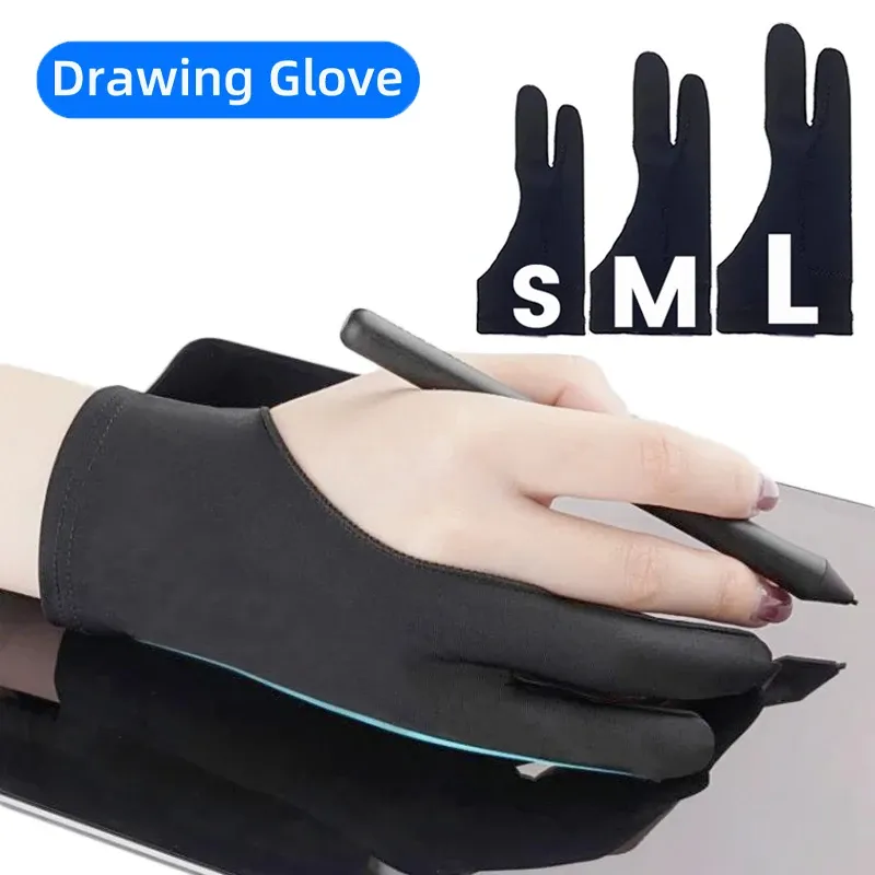 Zeichnung Handschuh Anti-touch Zwei-Finger Handschuhe Für IPad Grafiken Zeichnung Tablet Skizze Künstler Wisch Schutz Malerei Handschuhe größe SML