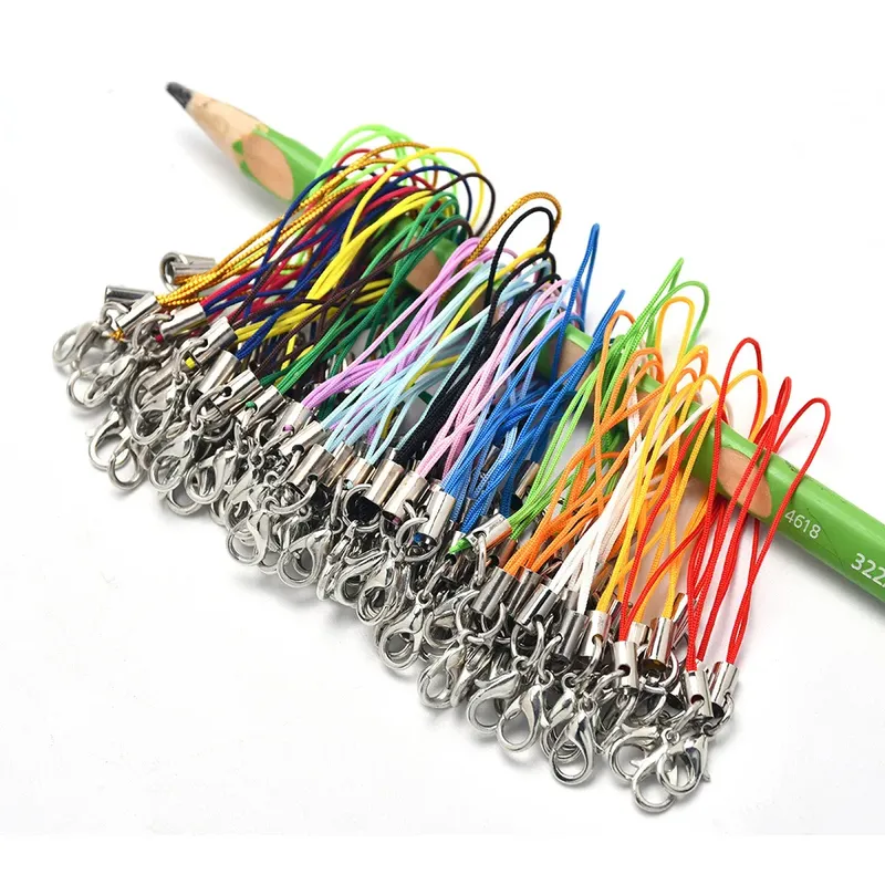 50 Stück Mix Farbe Karabinerverschluss Schnüre Strap Charms Lanyard String Handgelenk für Handy Flash Drives Schlüsselanhänger DIY Schmuck Zubehör