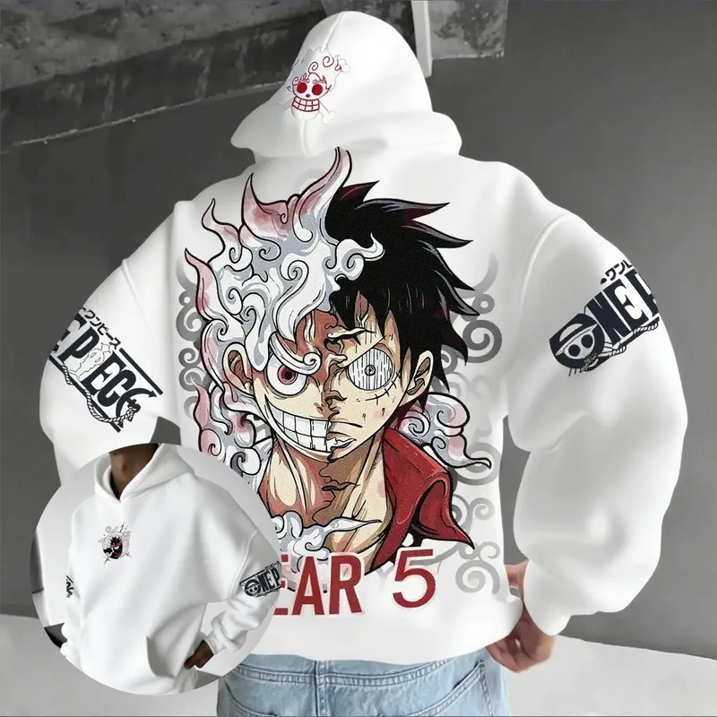 Anime Hoodie Männer Frauen One Piece Luffy Gear 5 Nika Streetwear Casual Pullover Sweatshirt Herbst Winter Cosplay Langarm Tops