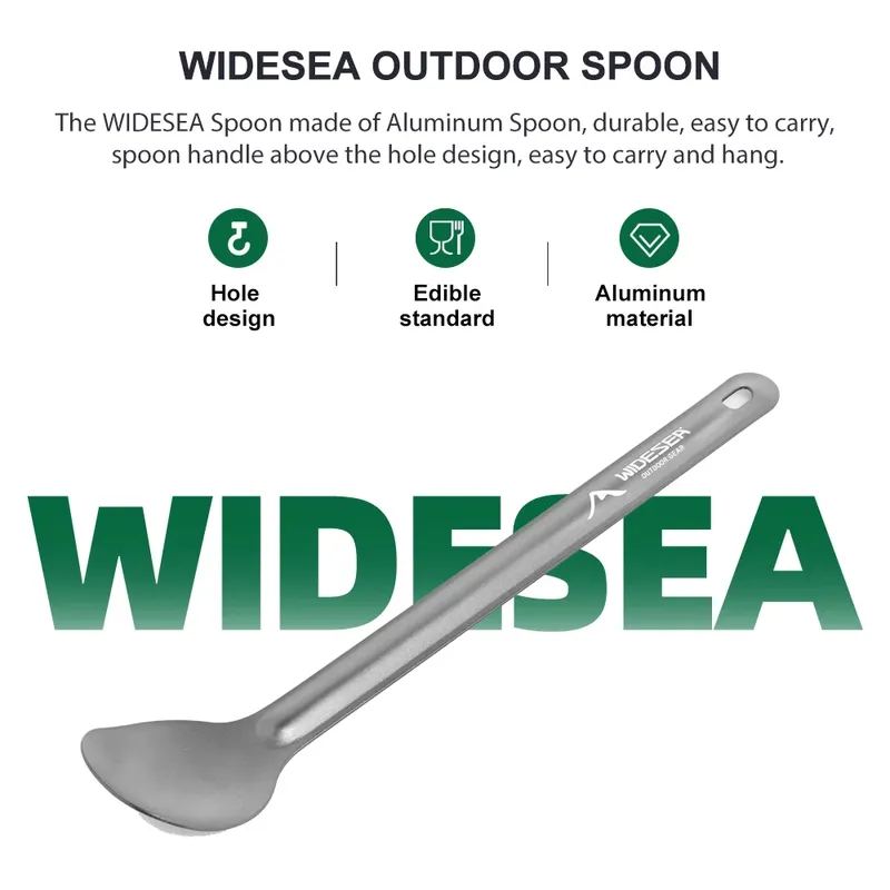 WIDESEA Aluminium-Campinglöffel mit langem Griff, 20 g, leicht, tragbar, für den Außenbereich