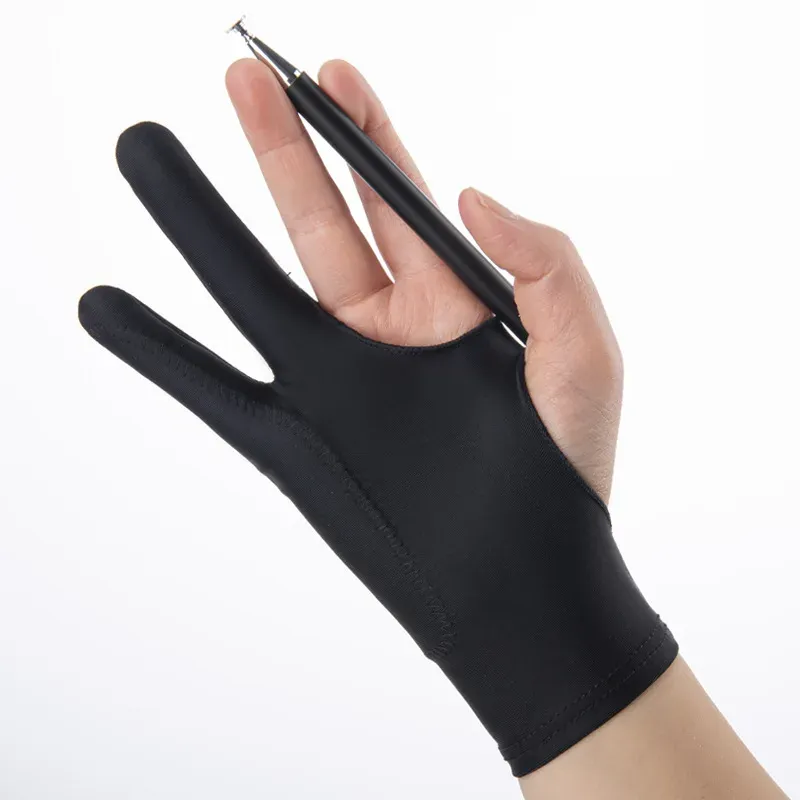Zeichenhandschuhe, Handflächenabweisung, zwei Finger-Handhandschuhe für Tablets, digitales Board, Bildschirm, Touch-Zeichnung, Antifouling-Handschuhe