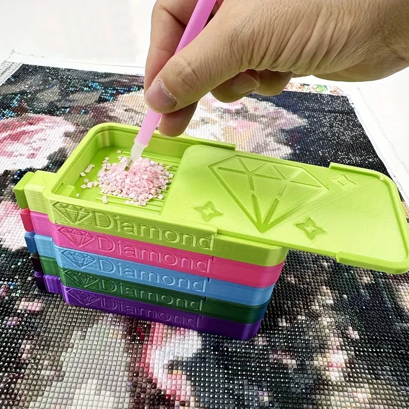 5D Diamant Malerei Werkzeuge Kunst Schiff Typ Dot Bohrer Tablett Rutsche Abdeckung Lagerung Box Mosaik Organisieren DIY Stickerei Zubehör