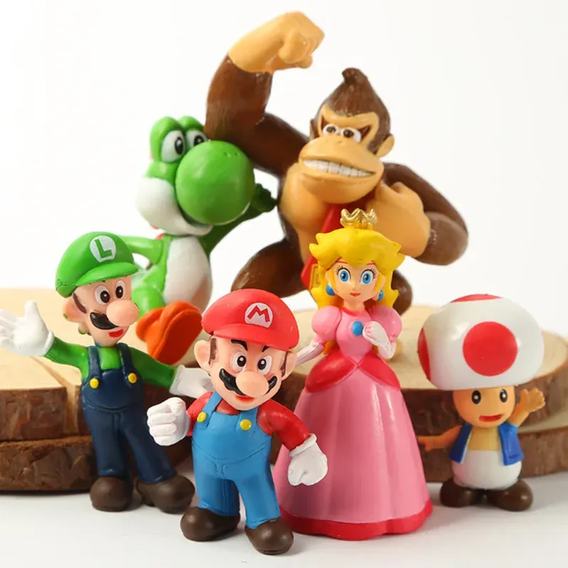6 Mario Super Mario Dinosaurier-Puppen, handgefertigte Modelle, Kuchendekorationen