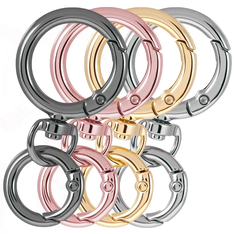 2/5/10 Sets runder Feder-Karabiner-Clip, O-Ringe, drehbarer Trigger-Haken, Metallverschlüsse, Schlüsselanhänger für Handtaschen, Lanyards, DIY-Handwerk