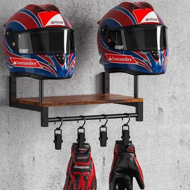 Holz Motorrad Helm Wand Halterung Mit Haken Mehrzweck Regal Jacke Halter Küche Schrank Regal Helm Display Stand