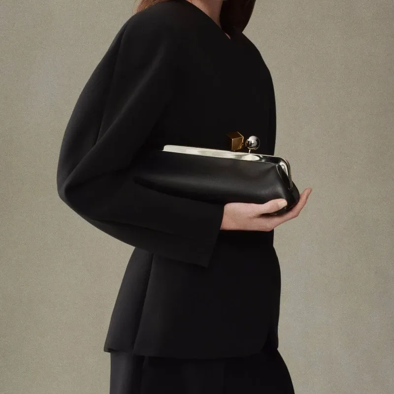 Lange Clutch mit abnehmbarem Schultergurt, modische Baguette-Tasche für Damen, luxuriöse Designer-Clip-Handtaschen-Geldbörsen für Damen