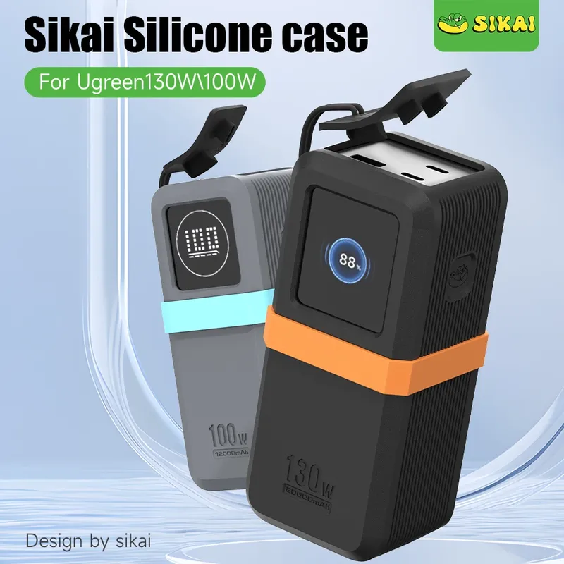 SIKAI Silikonhülle für UGREEN Nexode 130 W/100 W 20000 mAh Power Bank, tragbares Reisedesign mit Datakabel-Aufbewahrung