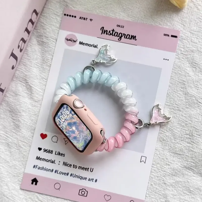 Armband für Apple Watch-Armbänder Ultra2 3 49 mm 40 mm 41 mm 44 mm 46 mm dehnbares süßes Scrunchie-Armband iWatch Serie 10 9 8 7 5 SE 11