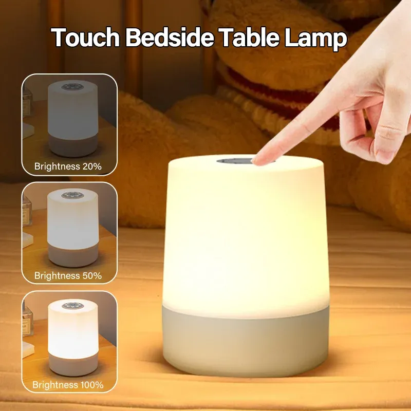 LED-Nachtlicht mit Touch-Ladefunktion, USB-Schreibtischlampe mit einstellbarer Helligkeit, Nachttisch-Nachtlicht, geeignet für die Schlafzimmerdekoration
